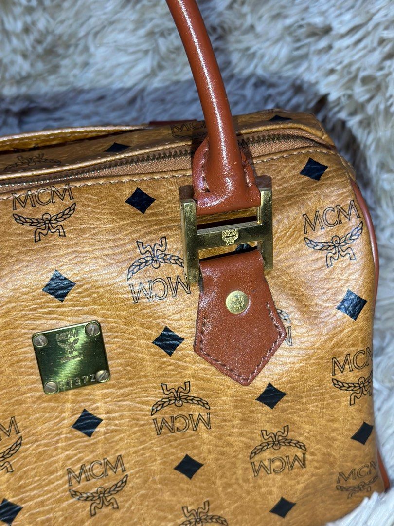 MCM - Vintage Cognac Visetos Boston Leather Bag – alecmackayshop