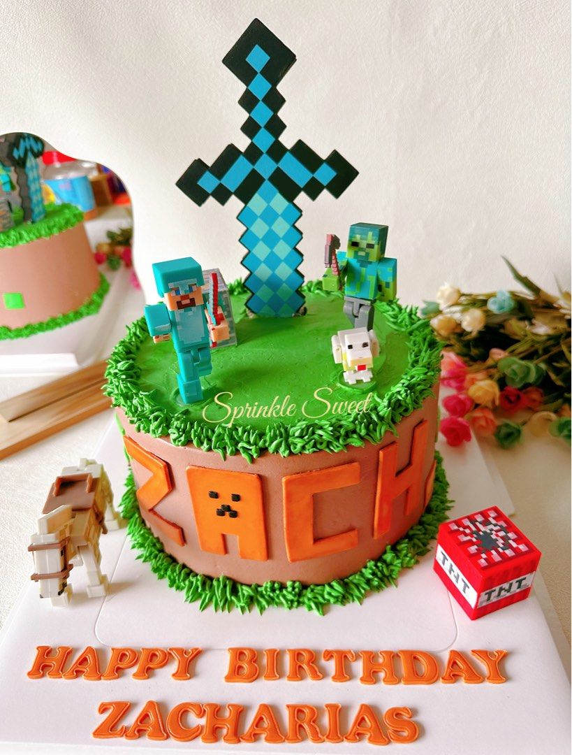 HowToCookThat : Cakes, Dessert & Chocolate | 3D Minecraft Fondant Birthday  Cake - HowToCookThat : Cakes, Dessert & Chocolate