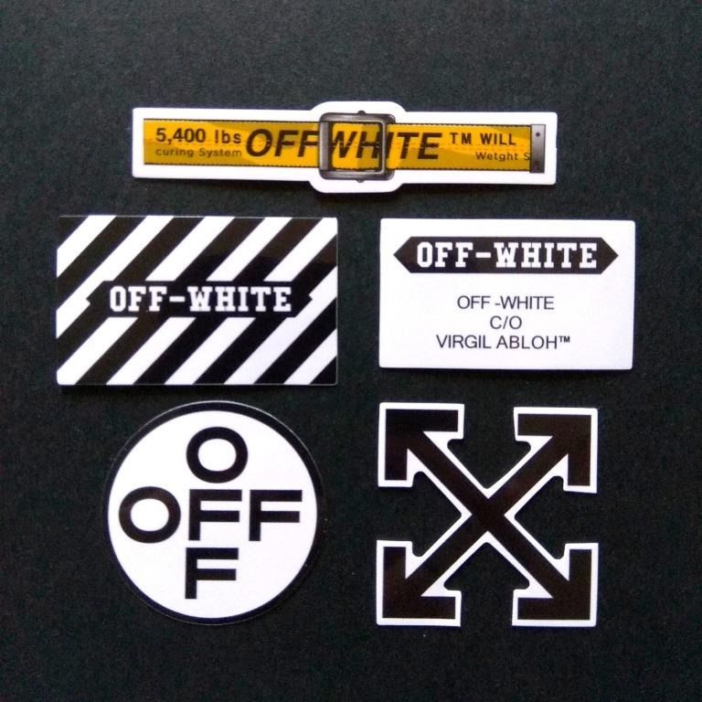 Off White Logo Sticker Set Virgil Abloh Laptop Luggage Skateboard, Hobbies  & Toys, Stationery & Craft, Art & Prints on Carousell