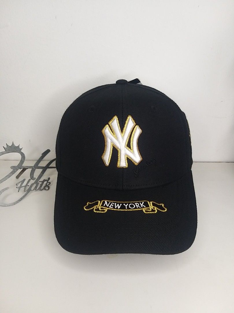 Qoo10  MLB Korea NY Yankees  Gold bee adjustable Cap 2colors  from  korea  Accessories