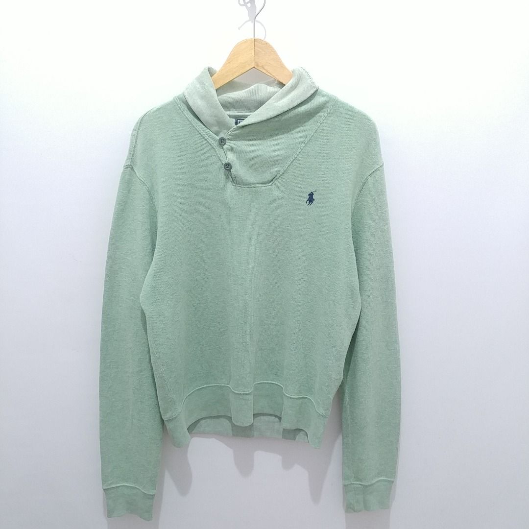 Nett Polo Ralph Lauren Sage Luxury Jersey Shawl Pullover Cotton