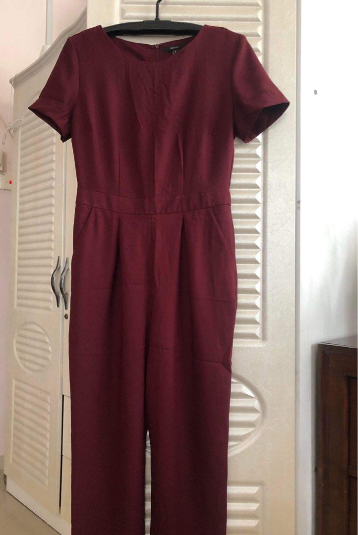Forever 21 burgundy best sale jumpsuit