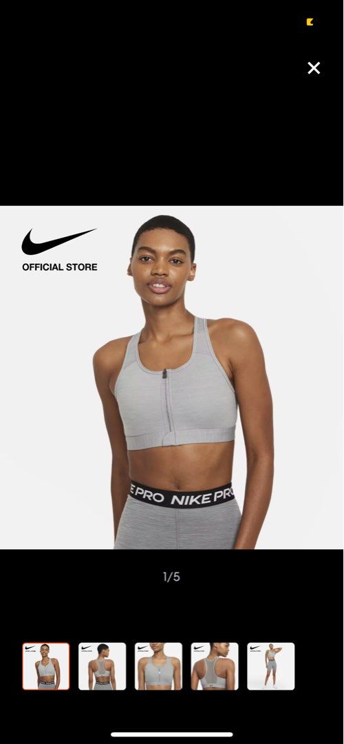Nike zip up sports bra - good support running yoga gym, Women's