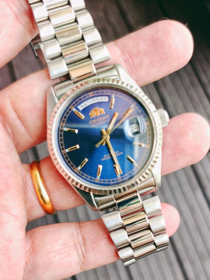 Orient Day Date Batonhand Daydate First Gen Rare Blue Dial Men s