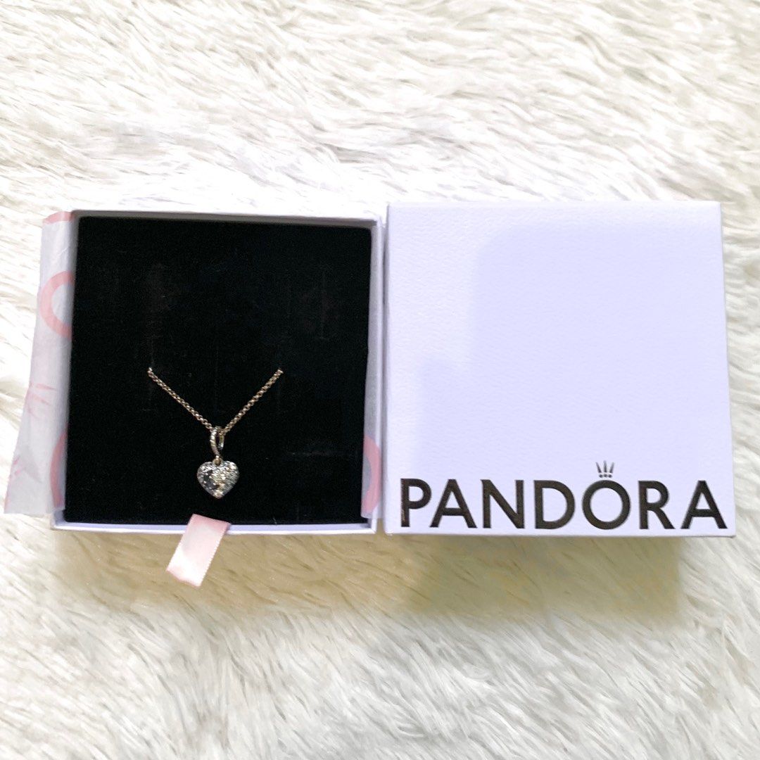 PANDORA Necklace Premium Sparkling Blue Moon Stars Heart Silver