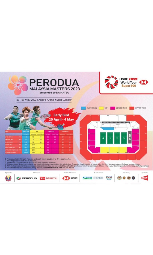 Perodua Malaysia Masters 2023 upper tier tickets, Tickets & Vouchers