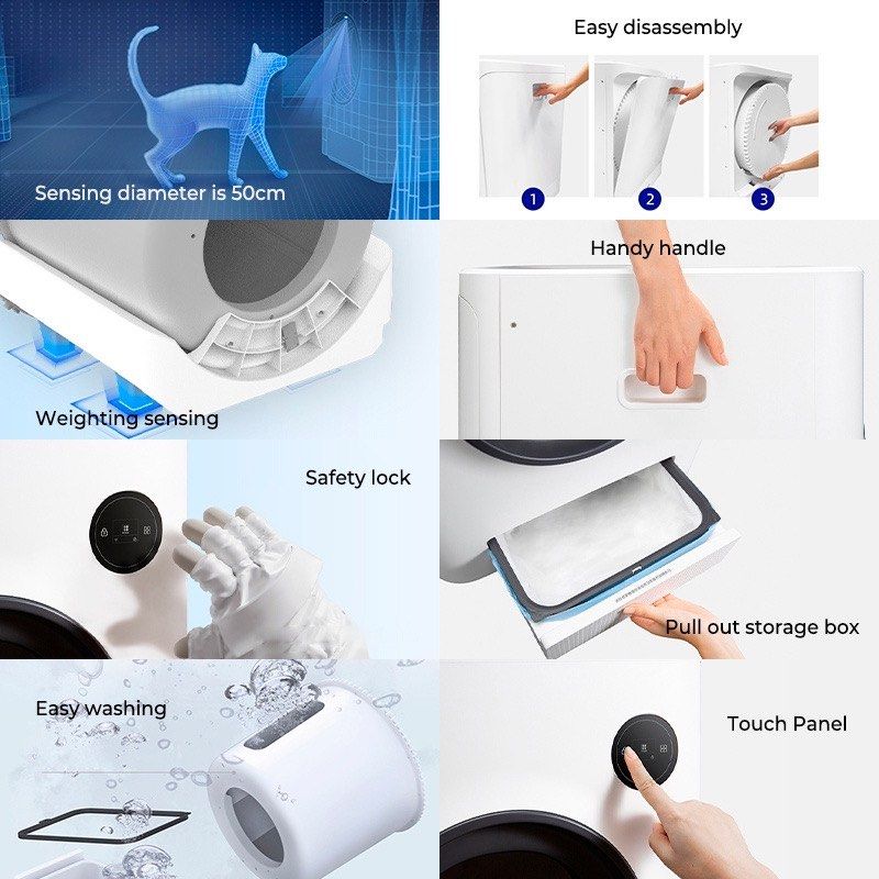 Pet Marvel Automatic Cat Litter Box Bekas Tandas Kucing Automatik Self