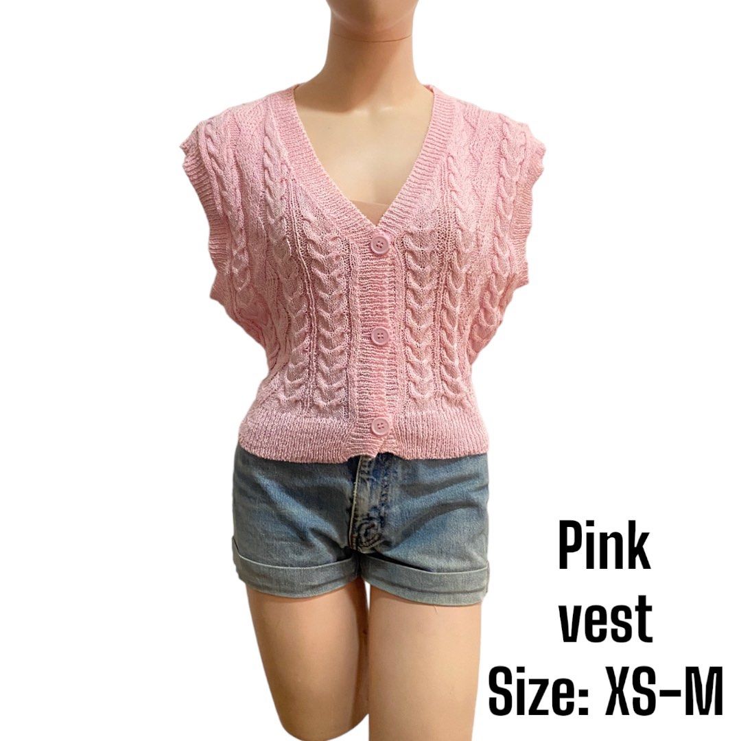 Versatile Pink Knit Vest main image 1
