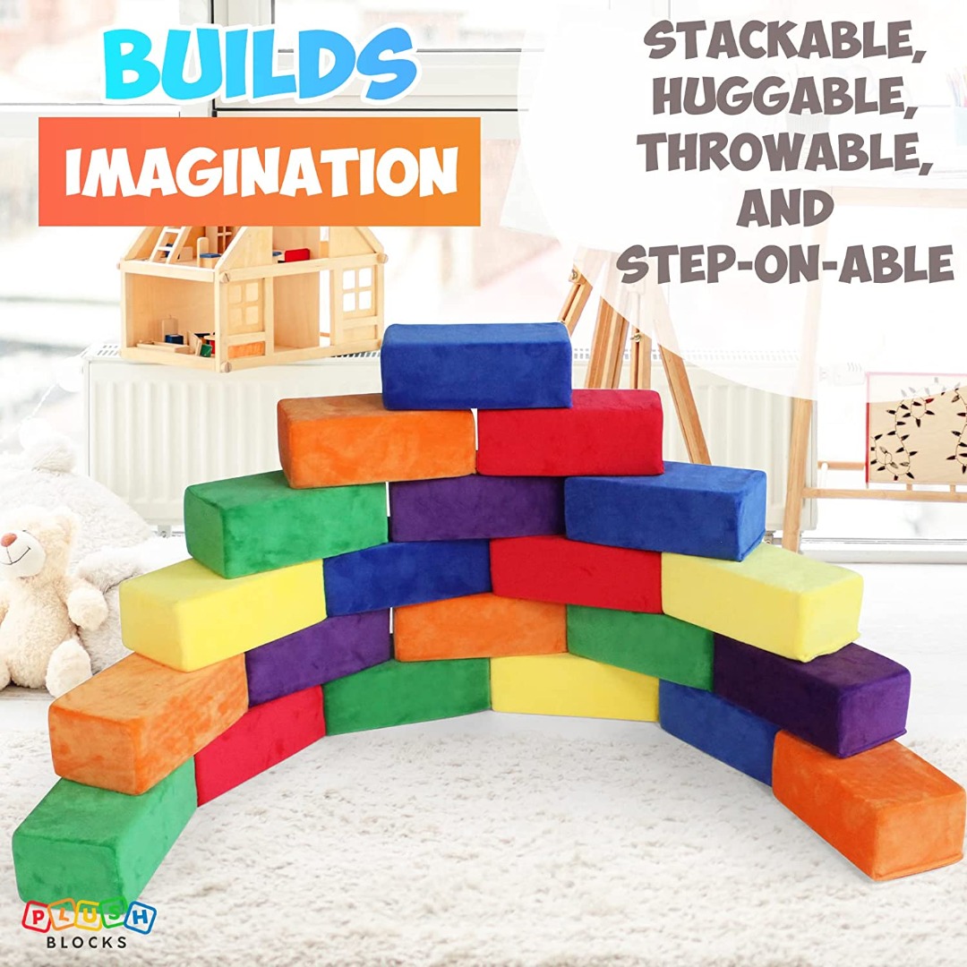 Plush Blocks Soft Stackable Building Blocks for Kids Set of 24