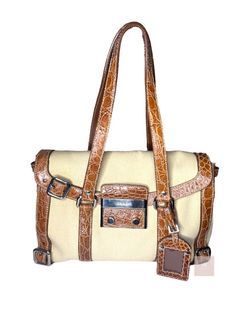 Prada shoulder bag canvass and leather