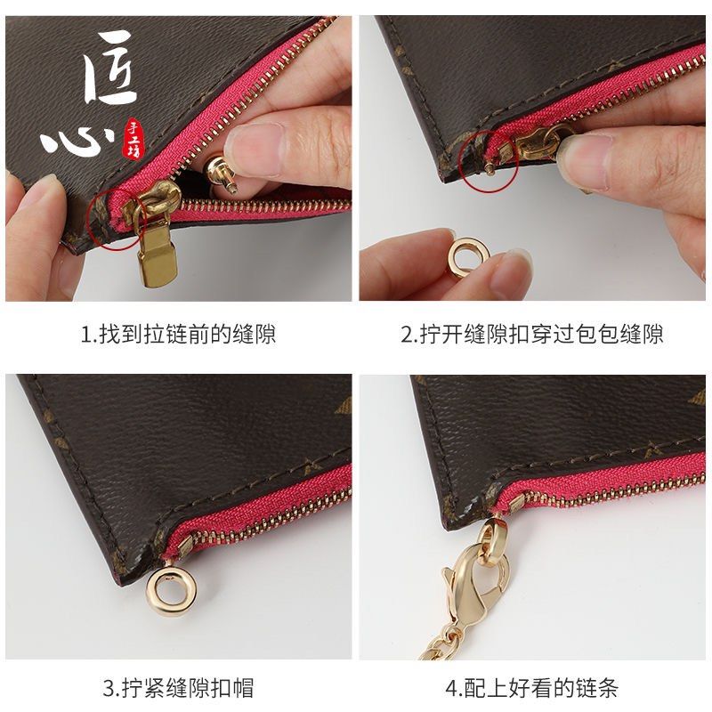  6 Pieces Copper Zipper Insert Buckle Purse Bag Chain