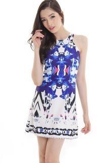 Pre-Loved The Closet Lover (TCL) Blue Azure Graphic Dress (Size S) (OOS on website)