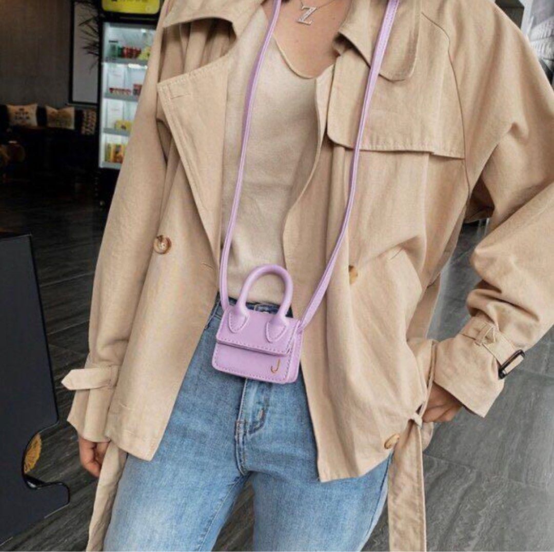 Purple mini styling jacquemus sling bag, Women's Fashion, Bags