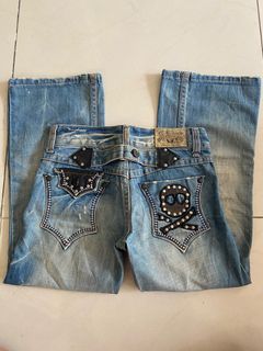 Red Pepper RP Size 25 Denim Jeans Skull Studded Black Y2K Grunge Low Waist Vtg Vintage Rare