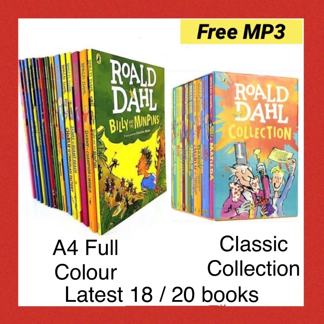 Roald Dahl Collections (1) Classic Collections set 20 books (2) Full Colour  A4 set 18 books ( free MP3) from $170 zz, 興趣及遊戲, 書本& 文具, 小朋友書- Carousell