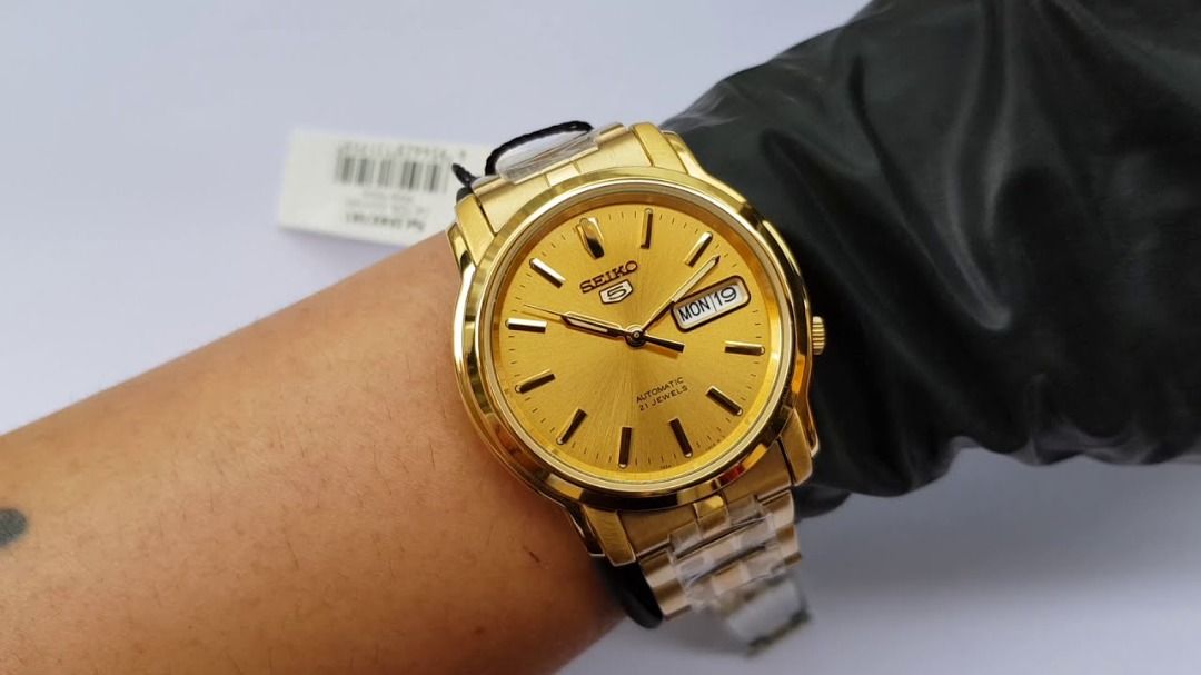 Seiko 5 SNKK76K1 Automatic Gold Tone Stainless Steel Men s Day