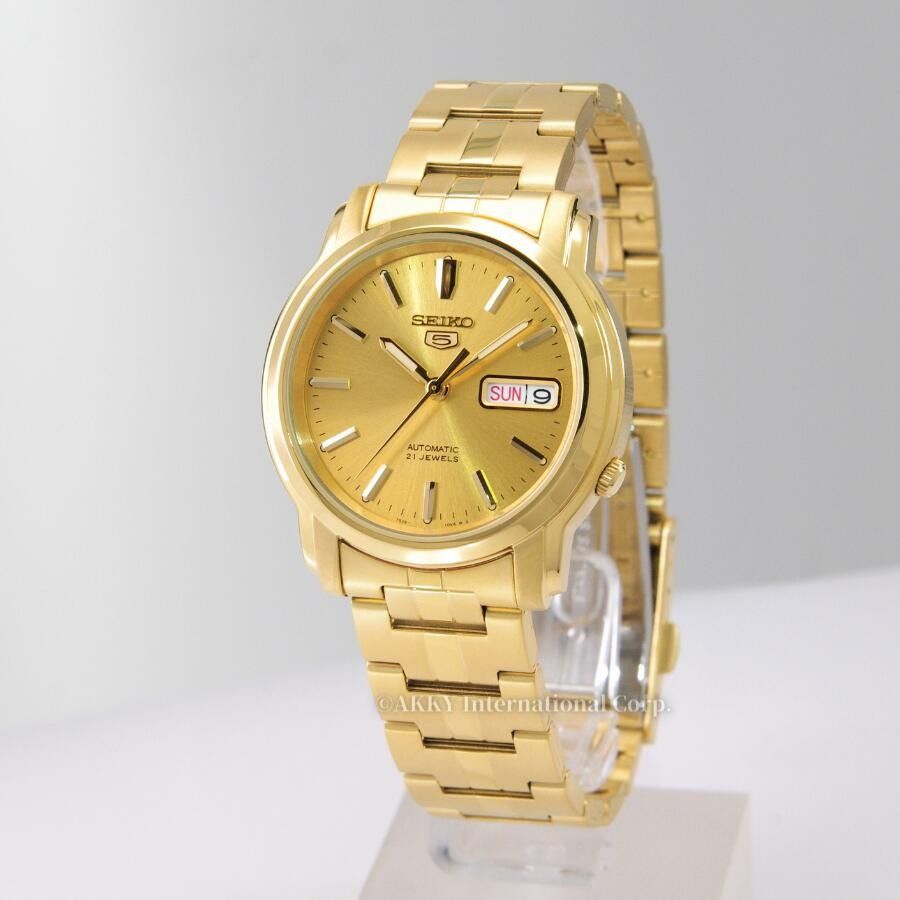 Seiko 5 SNKK76K1 Automatic Gold Tone Stainless Steel Men s Day Date Watch SNKK76K SNKK76