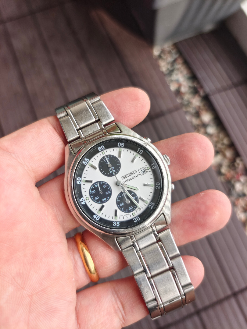 Seiko Quartz Panda 7T92 0CC0 Men s Fashion Watches Accessories