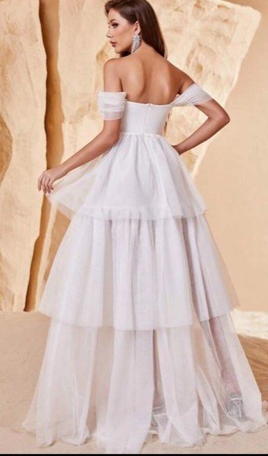 PRICE REDUCED. Shein white off shoulder dress gown suitable