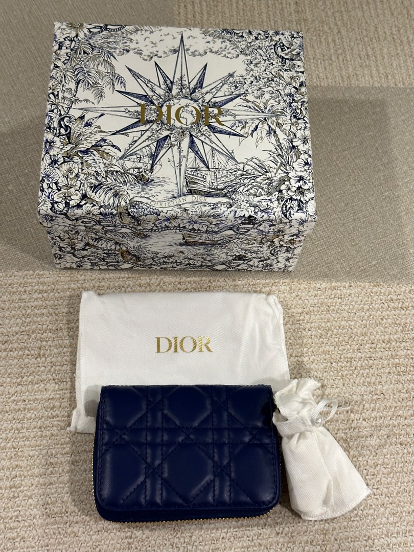 Small Lady Dior Voyageur Coin Purse Iridescent Metallic Silver-Tone Cannage  Lambskin