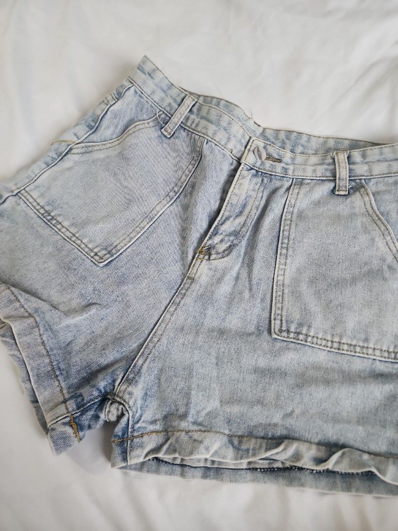 Soft Denim Light Wash Shorts (Category: Shorts) located in Makati City. Submitted by hellochaa (Listing ID 1232057399, Image 3). Description: High waist Too big for me fits 28-29.
