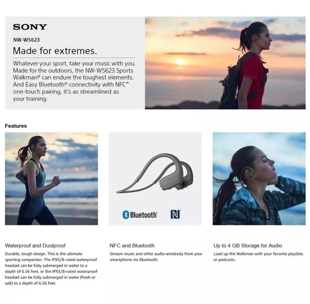 Sony Sports MP3 Player NWWS623, Audio, Earphones on Carousell