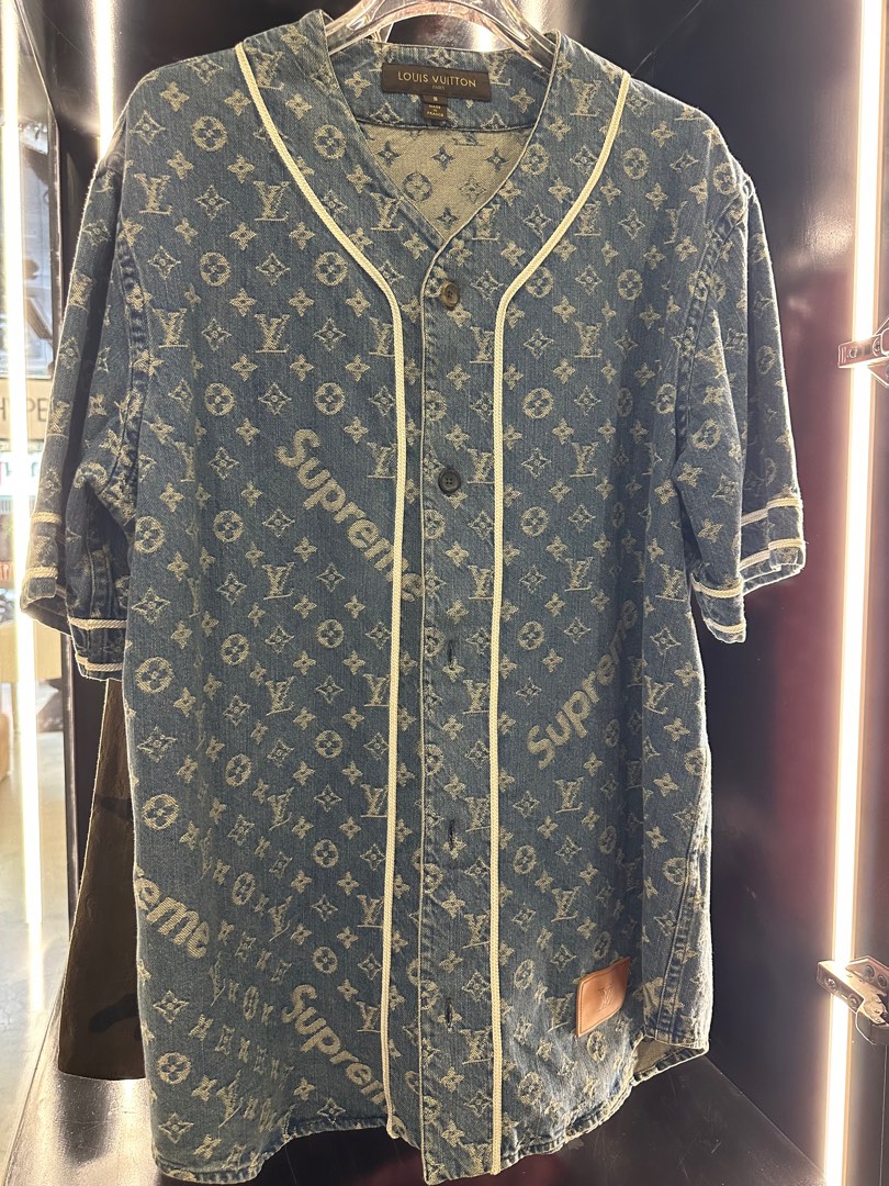 Buy Supreme Louis Vuitton SUPREME LOUISVUITTON Size: L 17AW LV Jacquard  Denim Baseball Jersey Monogram Denim Baseball Short Sleeve Shirt from Japan  - Buy authentic Plus exclusive items from Japan