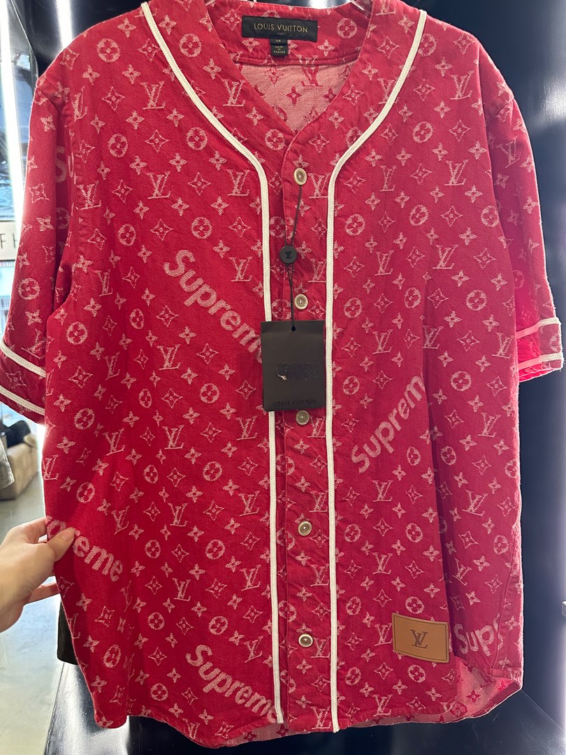 Shop Supreme 2017 Cruise Supreme Louis Vuitton Jacquard Denim Baseball  Jersey by BrandStreetStore
