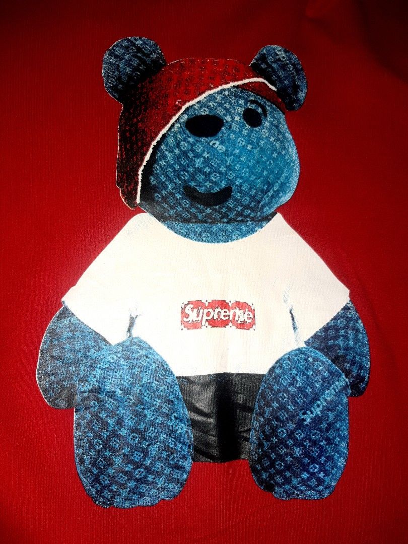 Supreme × L.V Teddy Bear Hoodie, Men's Fashion, Tops & Sets, Hoodies on  Carousell