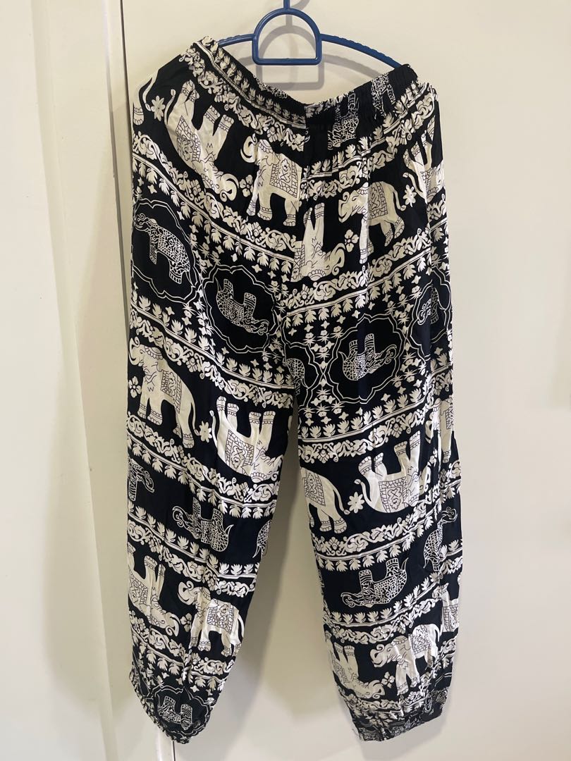 Unisex Imported Thai Dress Pants Black/Grey White floral pattern Free  Shipping