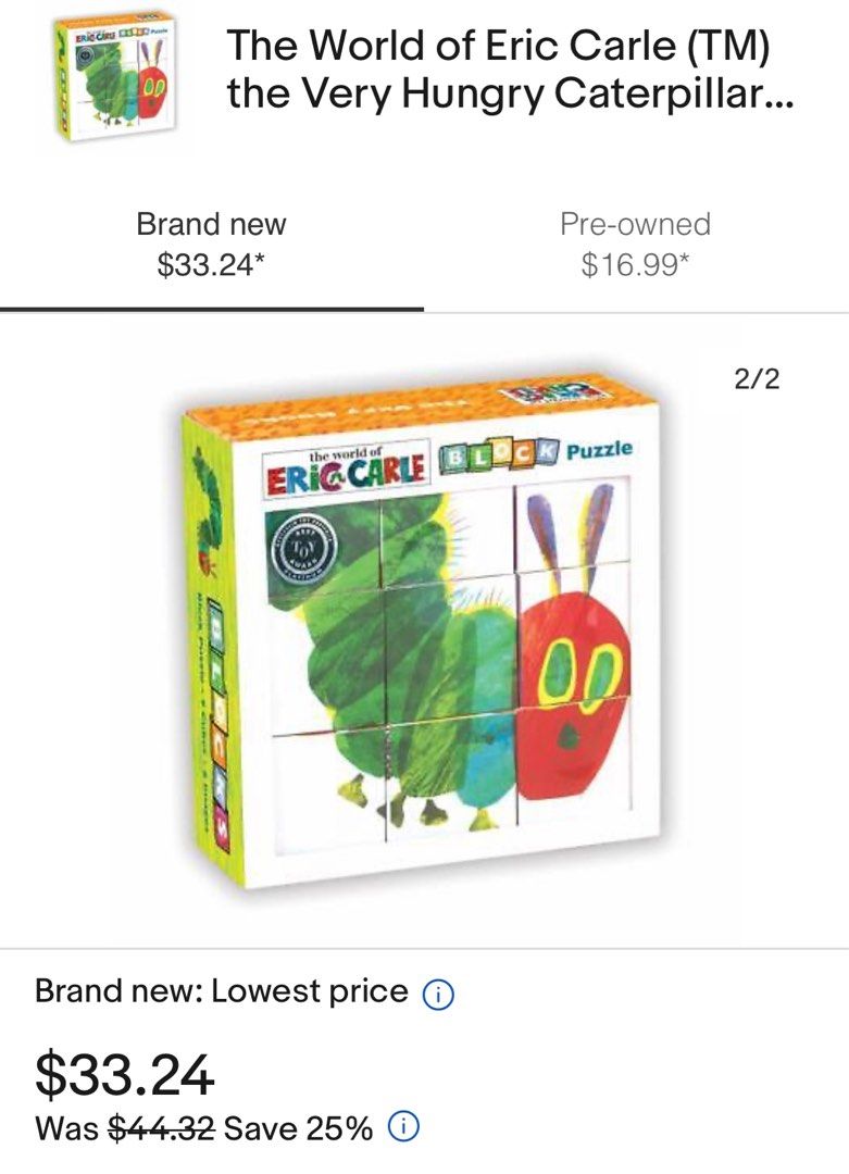 The World of Eric Carle - The Very Hungry Caterpillar Block Puzzle (Toy ...