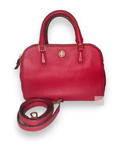 Tory burch alma bag in red pebbled leather