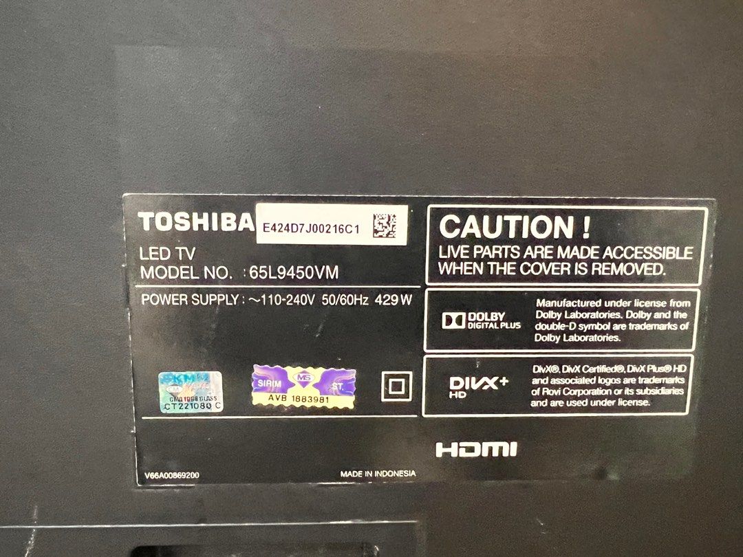 TV 65 Inch Toshiba 65L9450VM Toshiba's Ultra HD 4K panel, TV & Home