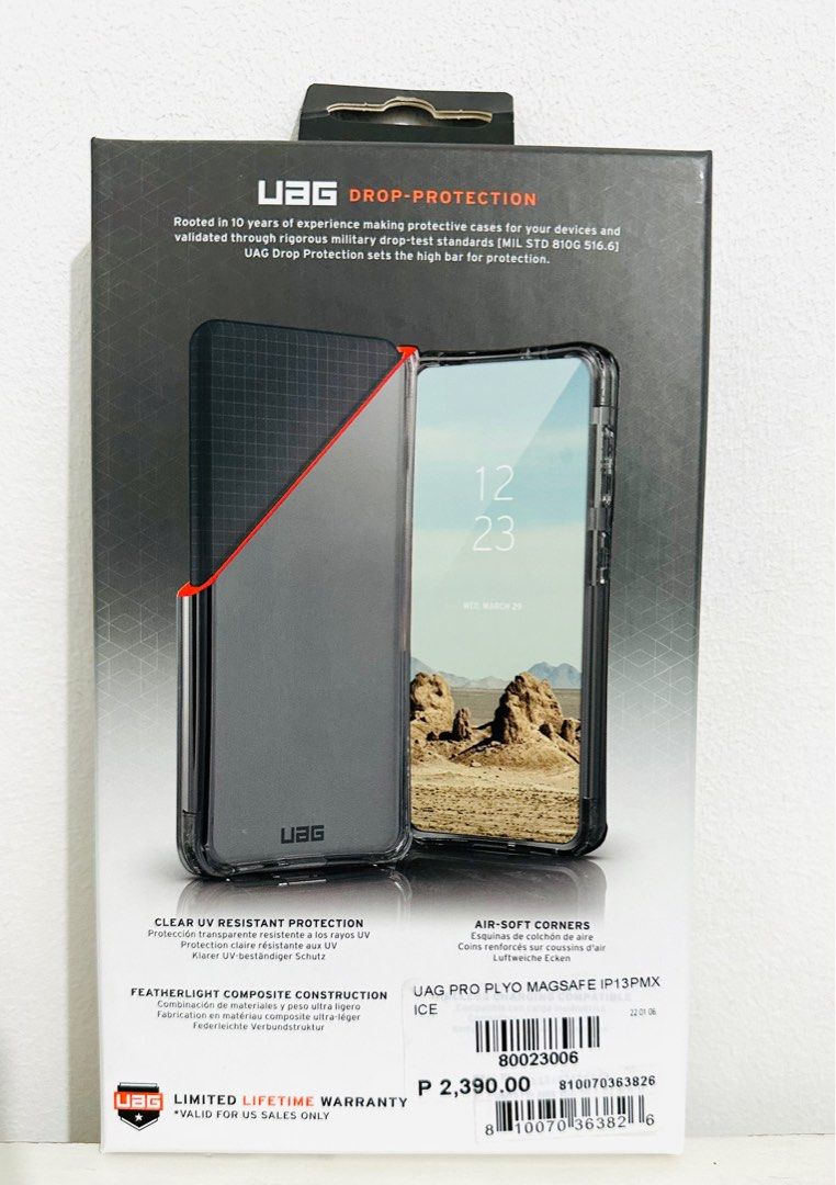 UAG Plyo series iphone 13 pro max (Category: Cases & Sleeves) located in Manila. Submitted by chelley1234 (Listing ID 1231976614, Image 2). Description: Iphone 13 pro max Deciding between protection or looks is a thing of the past. Our translucent Plyo Series combines advanced military tested drop protection with a minimalist aesthetic creating beautiful everyday armor and security for your phone. Complete with a built-in magnet for fast MagSafe 