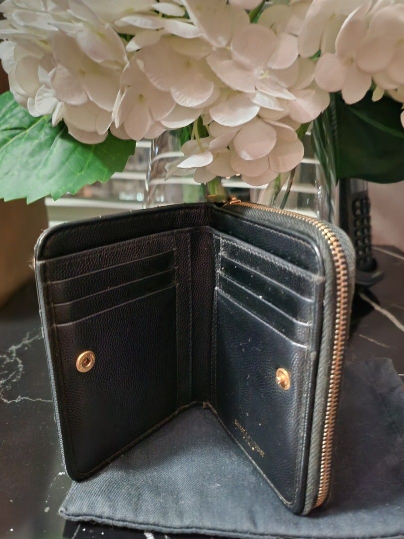 YSL Cassandre Matelasse compact zip around wallet in grain de poudre embossed Luxury Bags Wallets on Carousell
