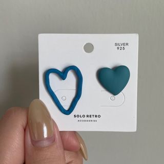 925 Silver Blue Irregular Heart Stud Earrings