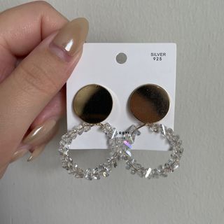 925 Silver Elegant Gold Sparkle Stud Earrings