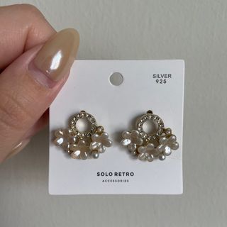 925 Silver Flower Pearl Stud Earrings