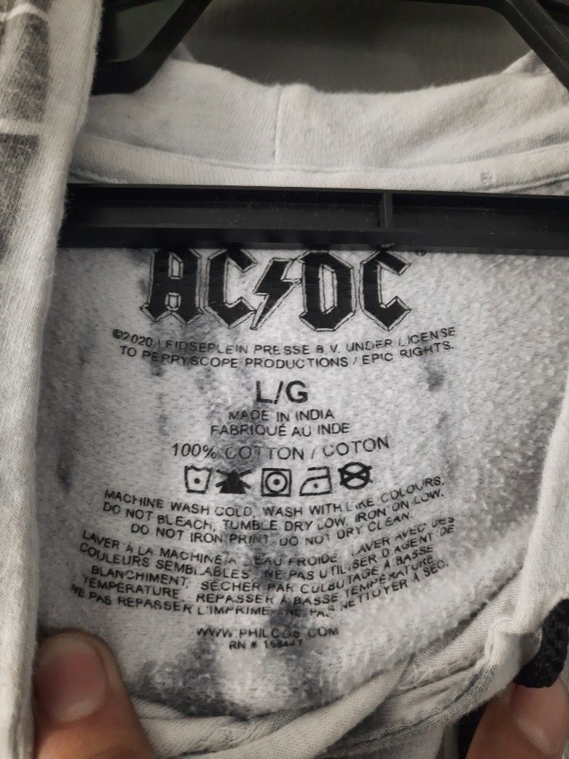 Ac dc hoodie bleached hot sale