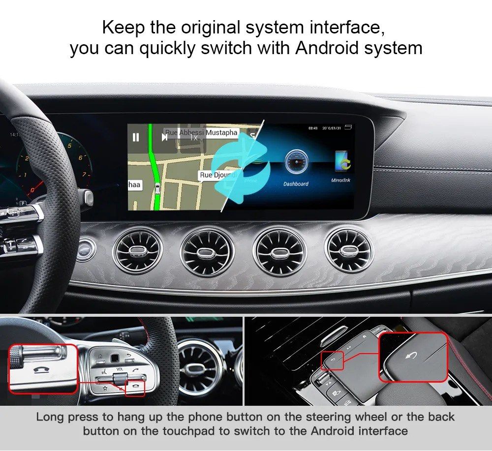 Aftermarket Mercedes MBUX NTG6.0 Wireless CarPlay/Android Auto Android