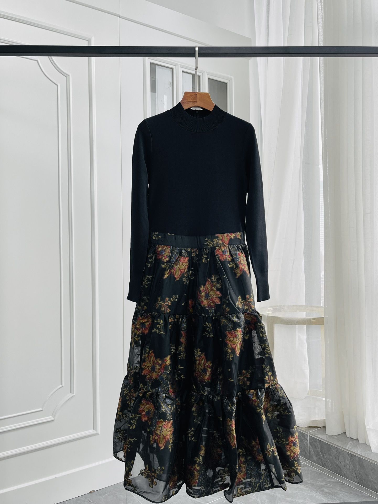 Authentic Ted Baker Long Sleeve Dress Swing Skirt Dress Skirt Knitted Stitching Elegant Dress