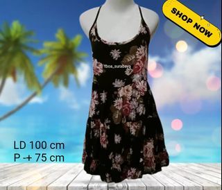 Baju Tidur Hitam Bunga