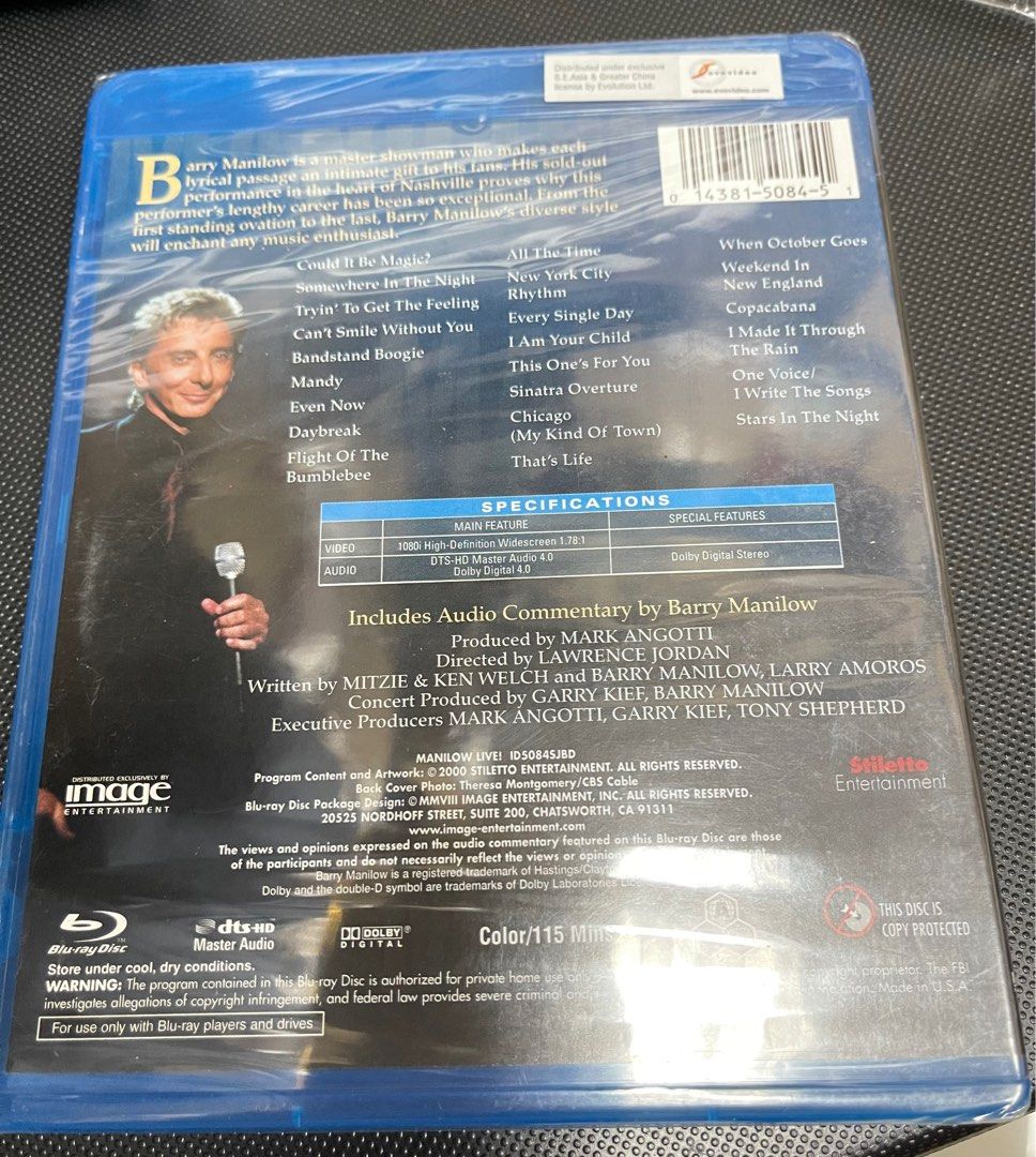 Barry Manilow - Manilow live blu ray 全新未開封