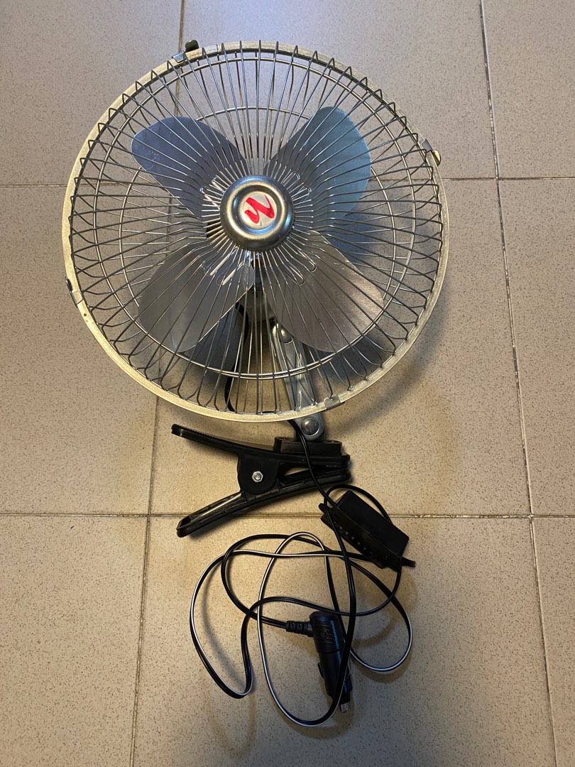 Big clip fan cigarette lighter plug, Furniture & Home Living, Lighting & Fans, Fans on Carousell