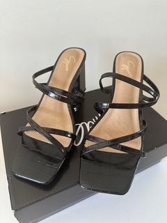 Black strap heels