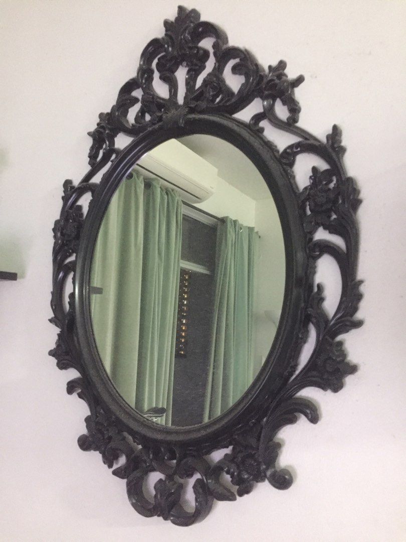 Black wall mirror by Ikea, Furniture & Home Living, Home Decor, Mirrors