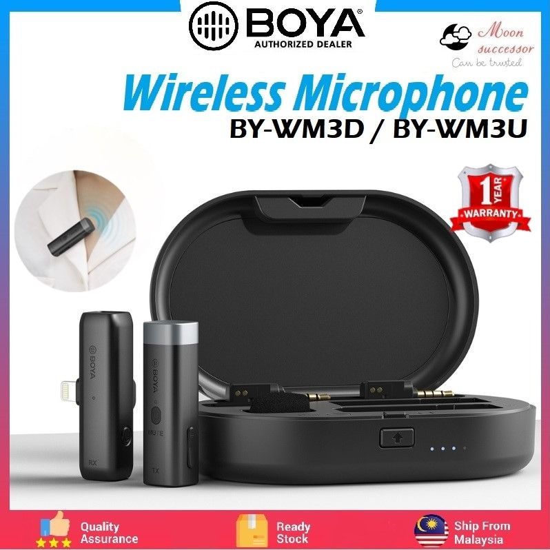 BOYA BY-WM3 BY-WM3D BY-WM3U Wireless Microphone Mic 2.4GHz Mini Plug ...
