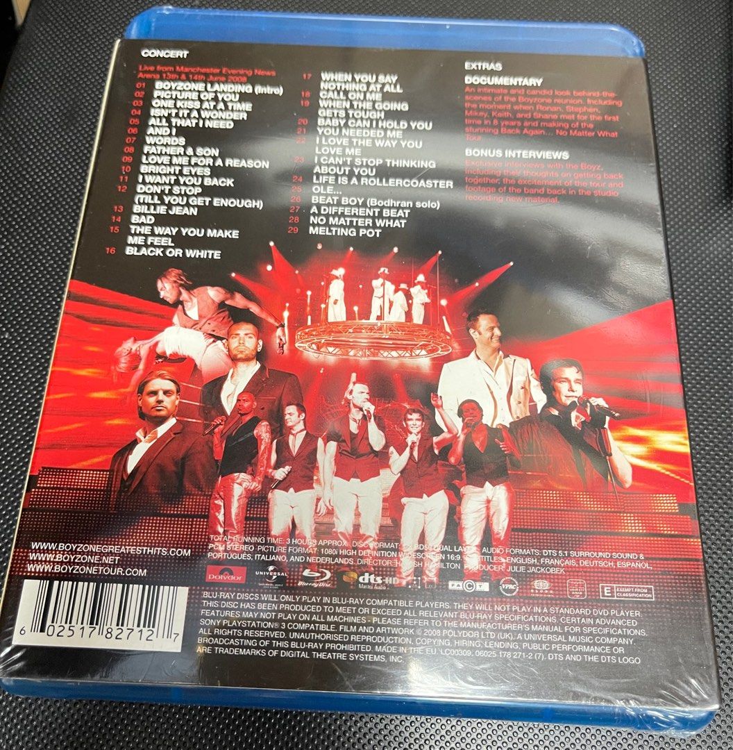 Boyzone blu ray / Boyzone – Back Again... No Matter What Live 2008