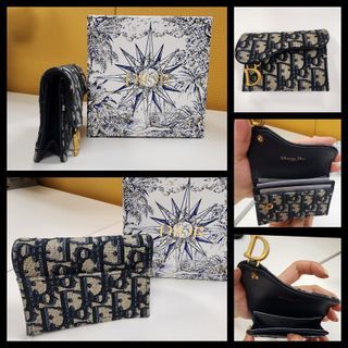 BRAND NEW NEVER USED Blue Dior Oblique Jacquard Saddle Flap Card Holder