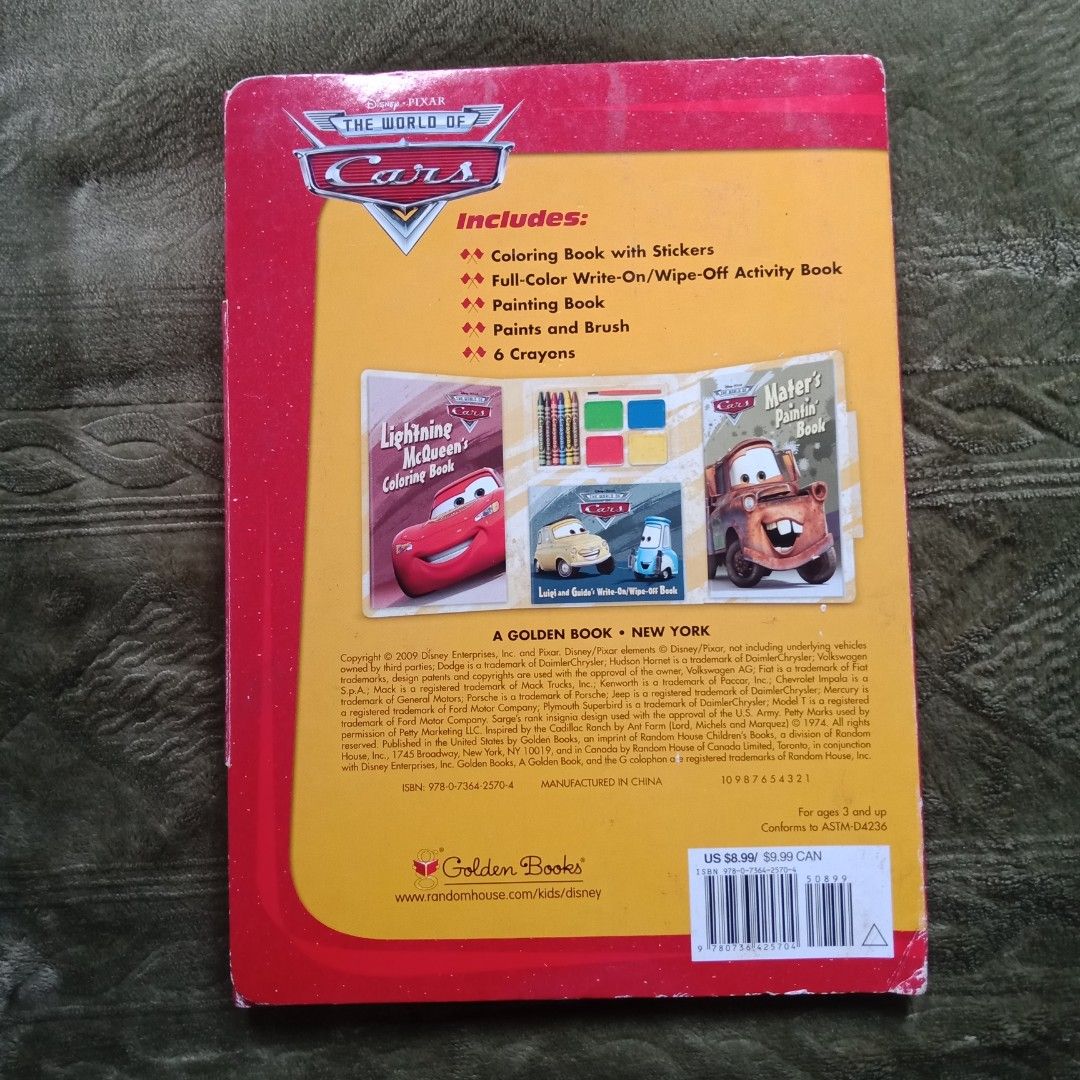 Buku mewarnai disney cars coloring book 3in1, Buku & Alat Tulis, Buku